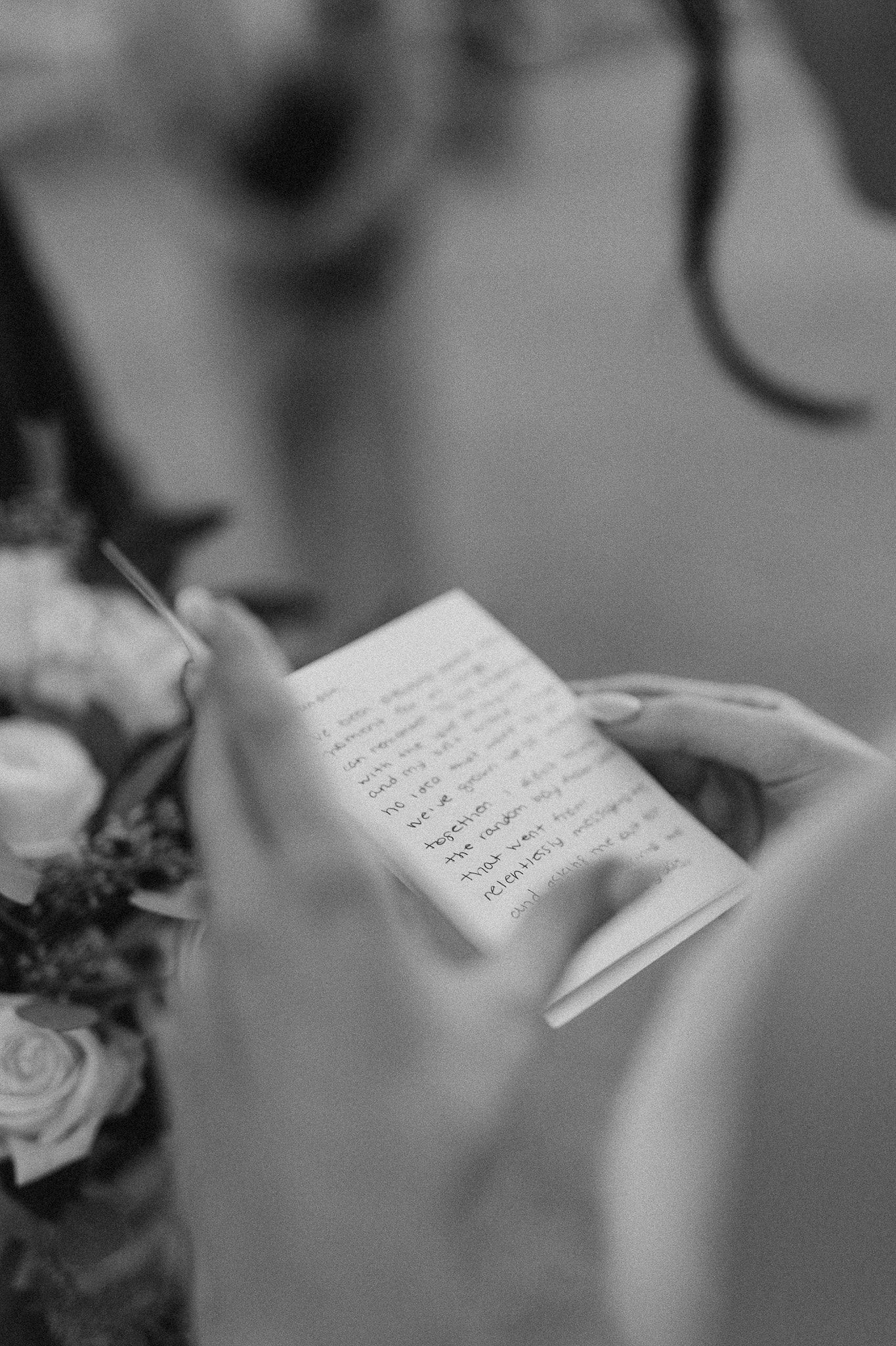 Reading vows at an elopement in Paris