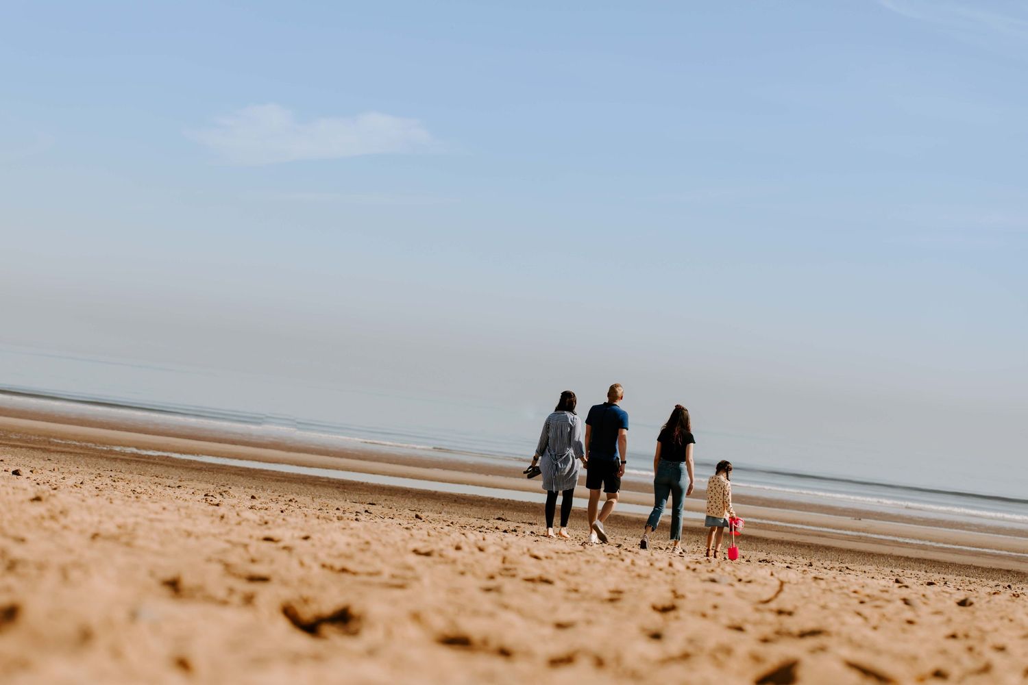 Family Walking on the beach at saltburn