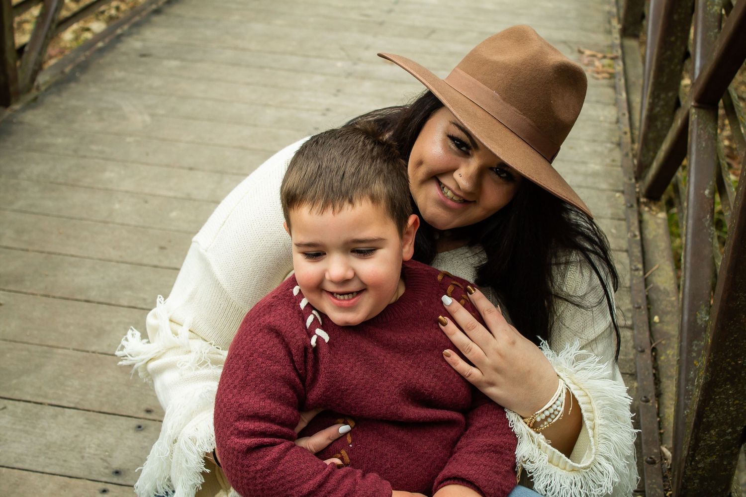 family, mother and son