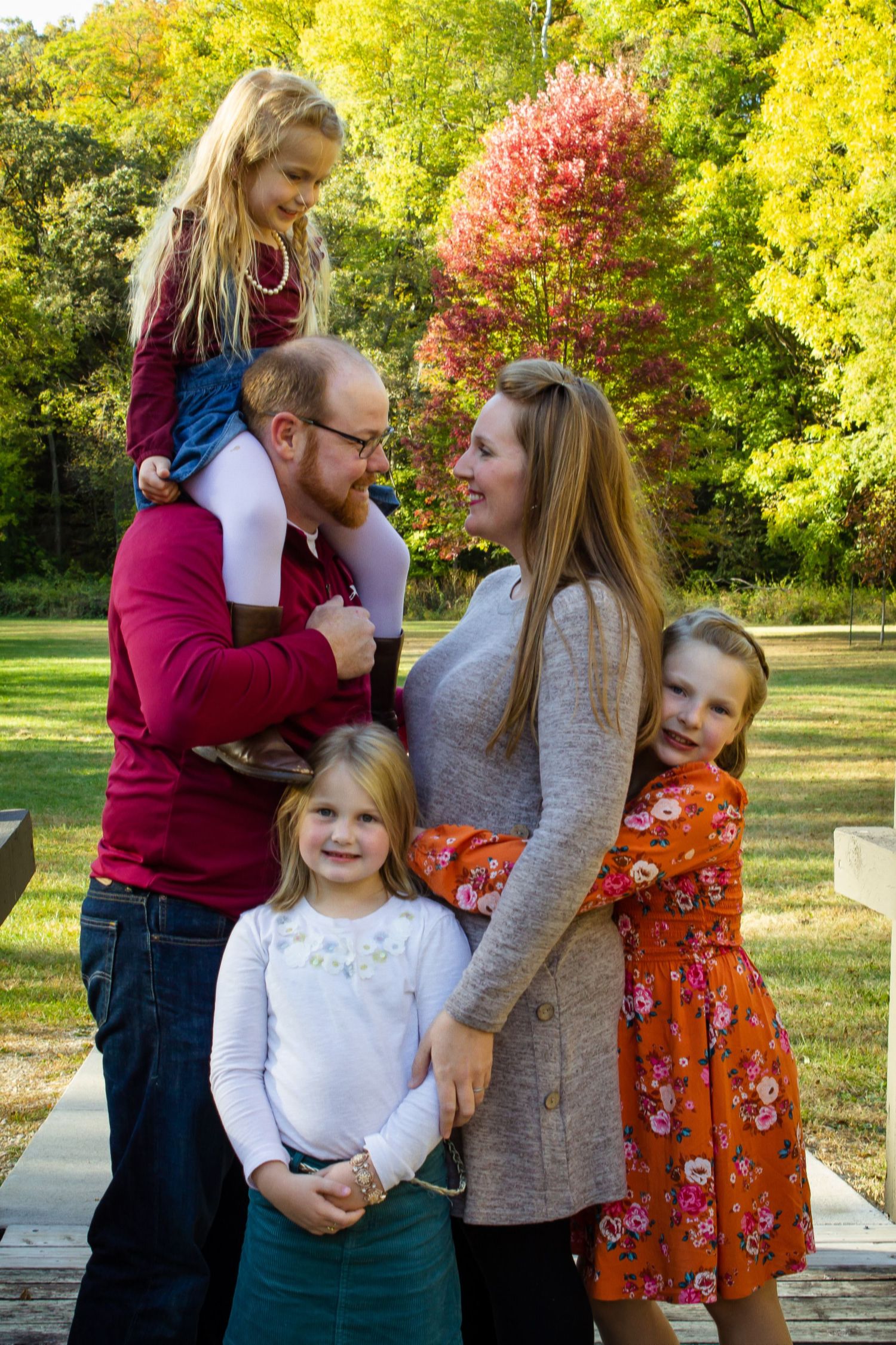 family, fall, Backbone state park