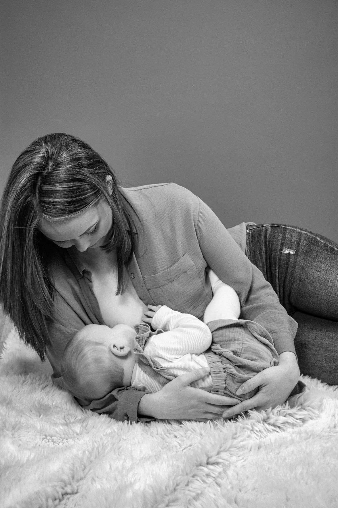 Professional Breastfeeding Photoshoot on floor