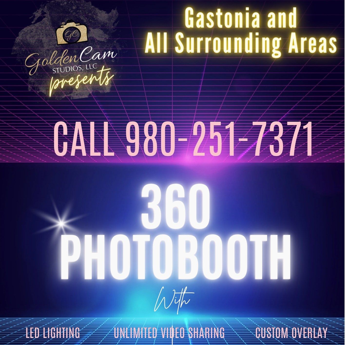 best 360 Photo booth in Gastonia and Fort Mill is Golden Cam Studios. Great prices