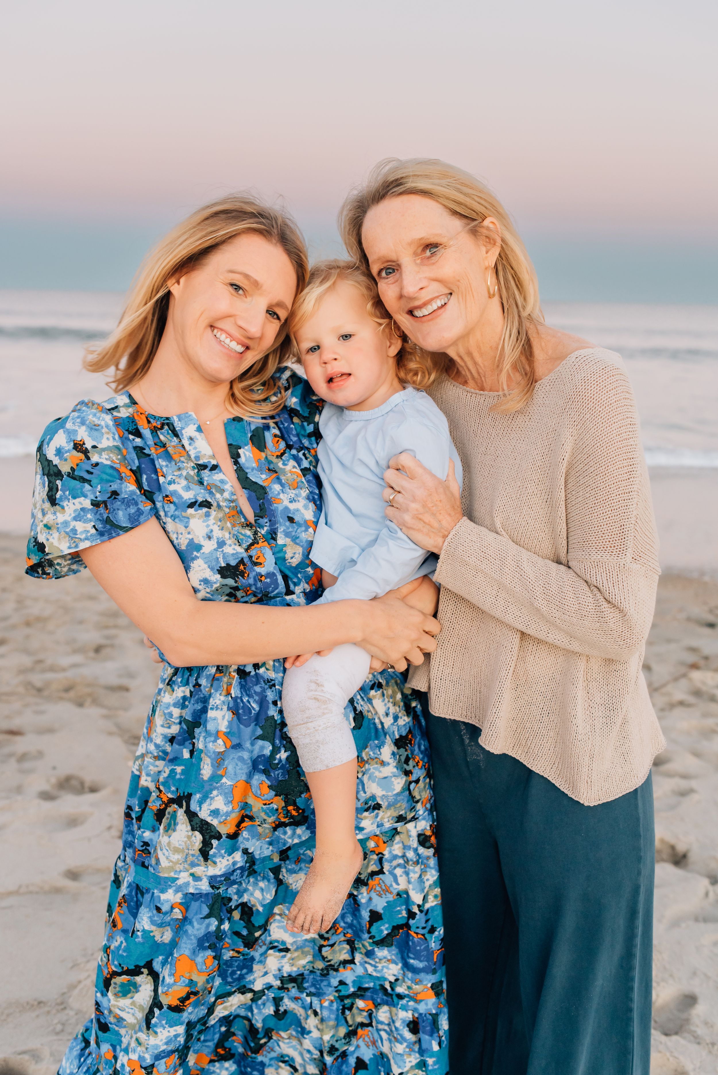Three generations in one photo on the beach in Spring Lake NJ - Lauren Marie Photography