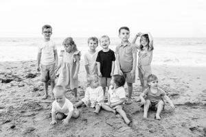 all the cousins on the beach, extended family session, Cocoa Beach, Lifestyle Family Photographer, Melbourne, FL