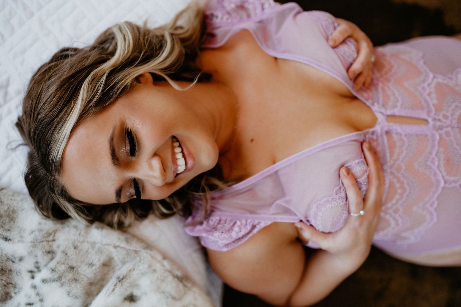 Studio boudoir image of a woman in lingerie in Utah