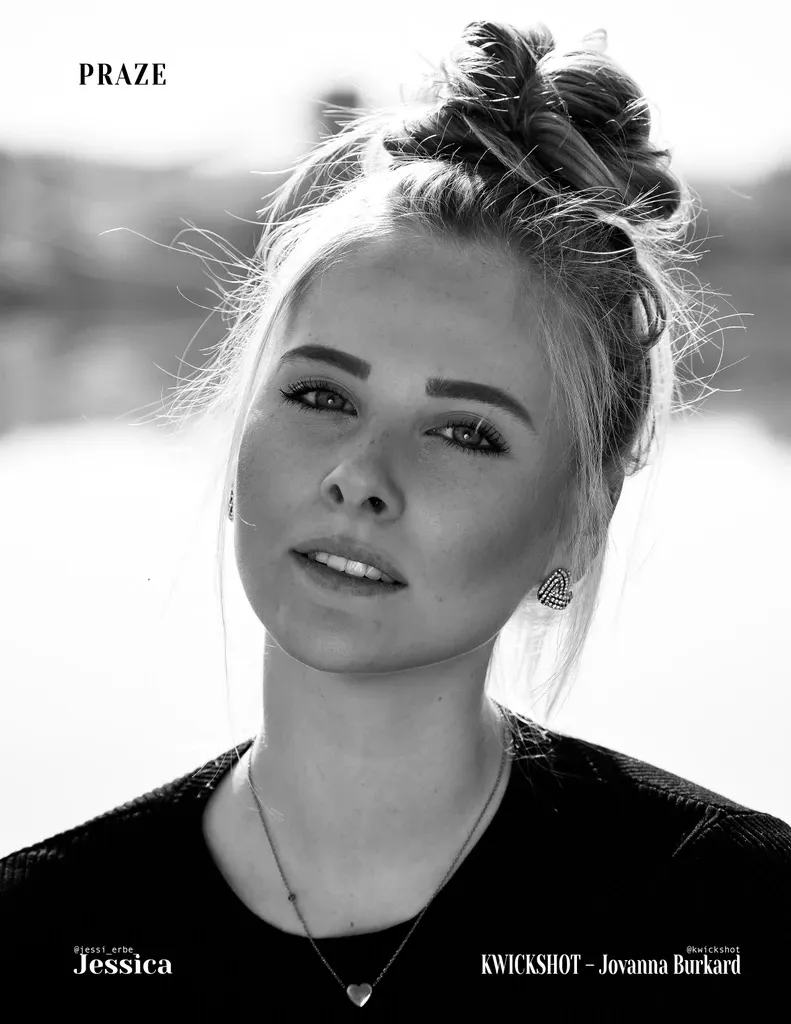Portraitshooting schwarzweiß von Jessica Erbe Praze Magazine Bad Saulgau Jovanna Burkard KWICKSHOT