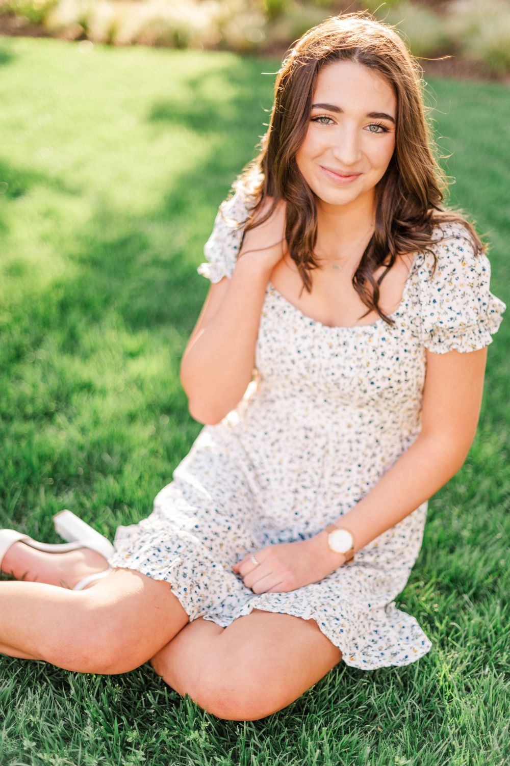 High school senior girl spring time senior session in downtown Tulsa, OK.