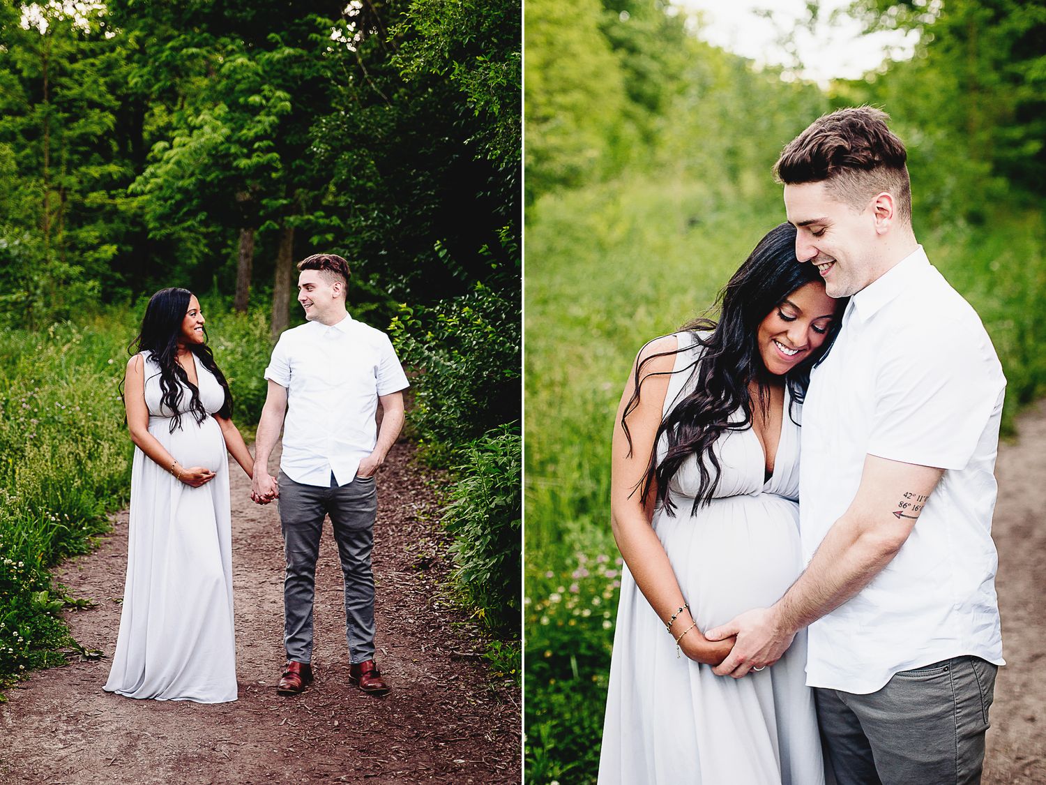 couple embraced during professional maternity session woman leaning on mans chest