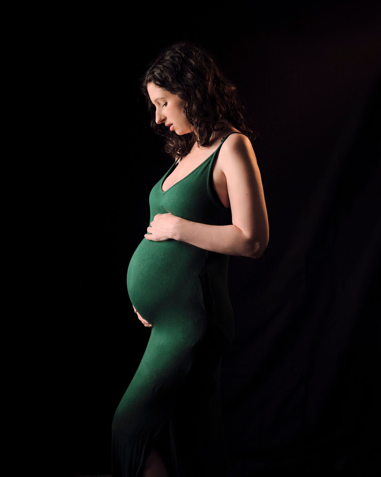 Green Maternity Dress on woman