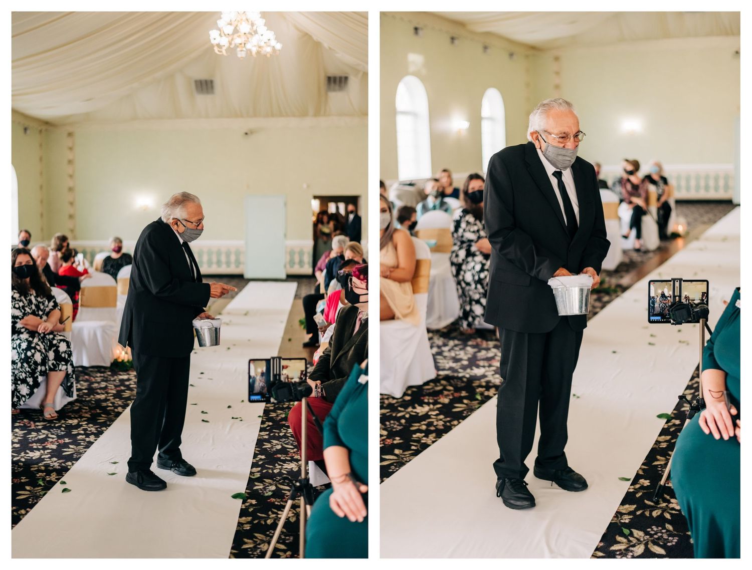 grandfather of the groom, "flower grandpa" during wedding ceremony