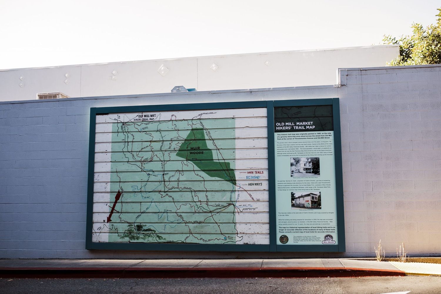 A large map mural in downtown Mill Valley.