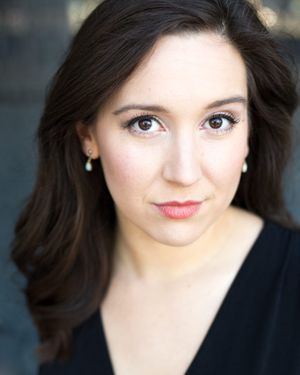 Professional headshot series against dark background wearing a black top with natural makeup.