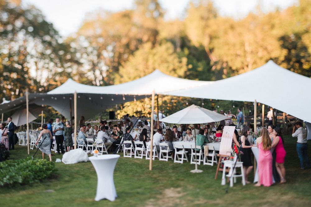 The big white wedding tent, in British Columbia on the private farm