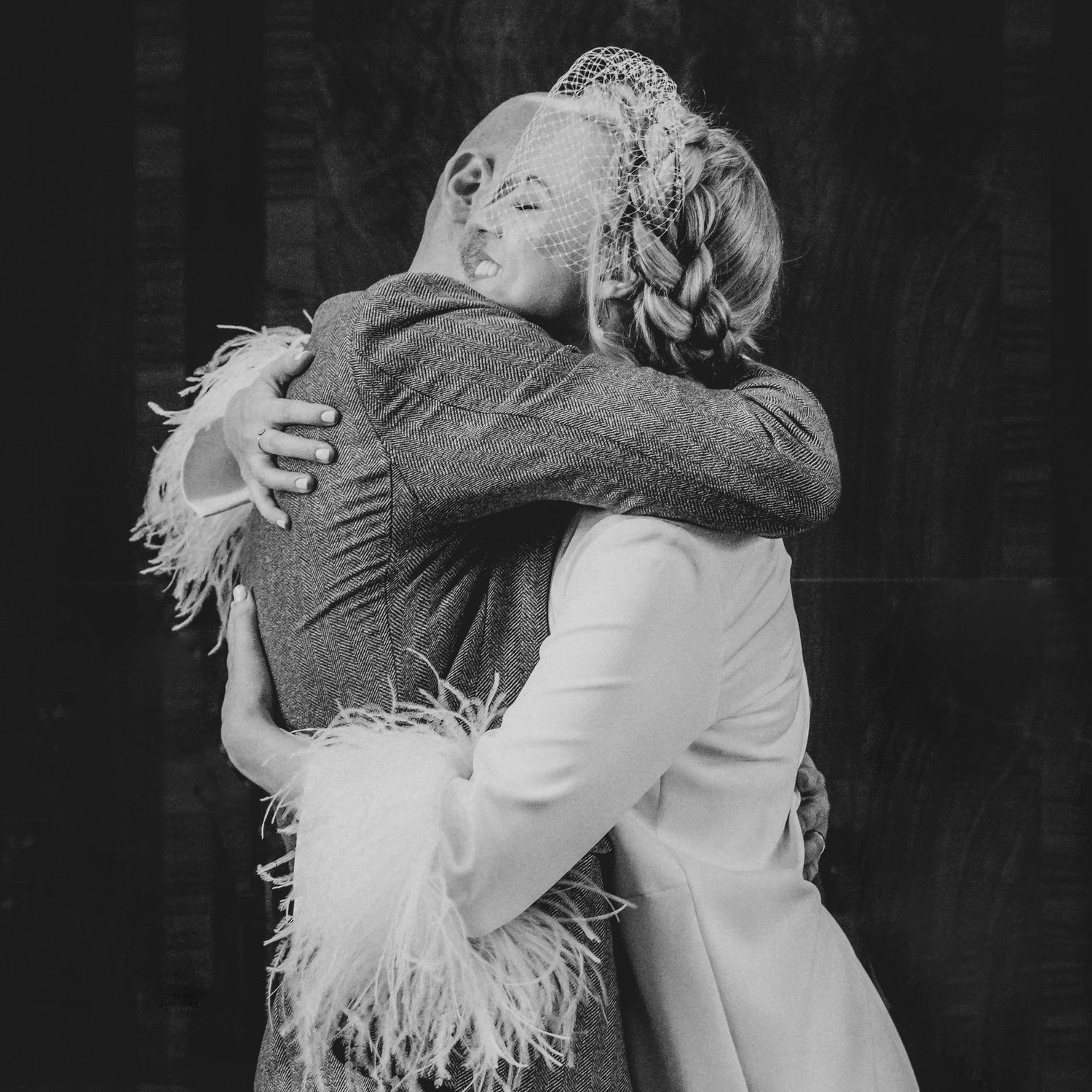 Bride and Groom Big Hug, in Stoke Newington Town Hall.