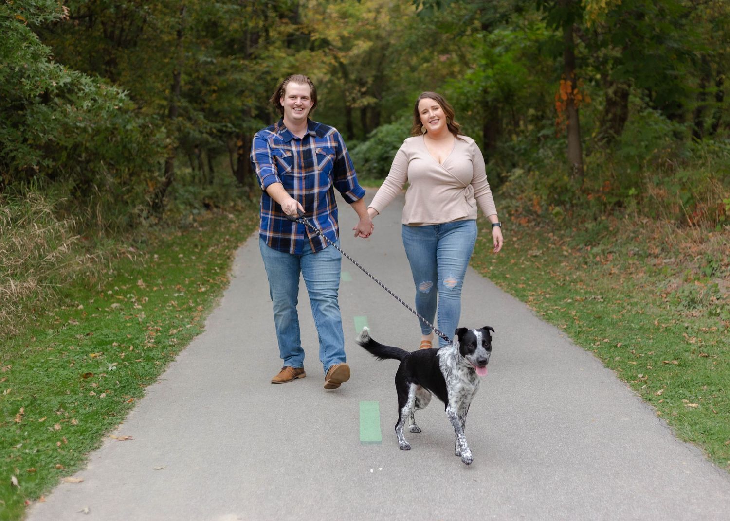 Cleveland Ohio Couple Walks their dog in the MetroParks