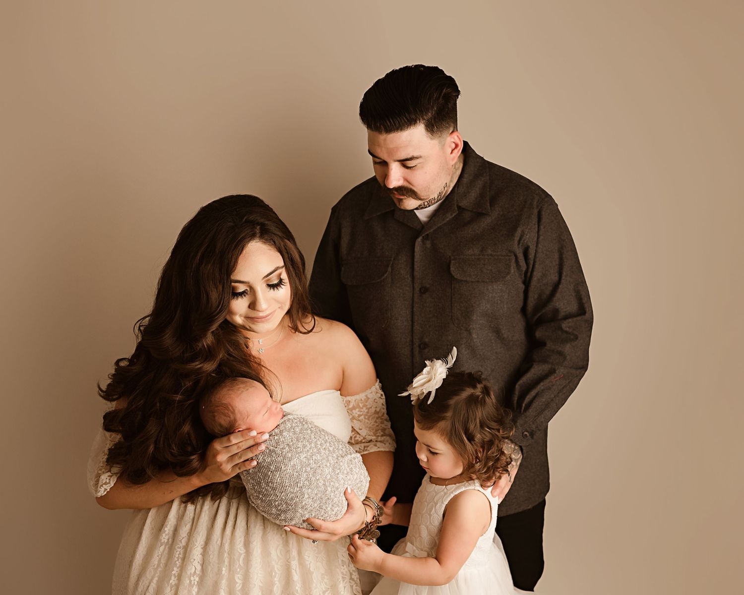 family photo during newborn photoshoot in Moreno Valley ca