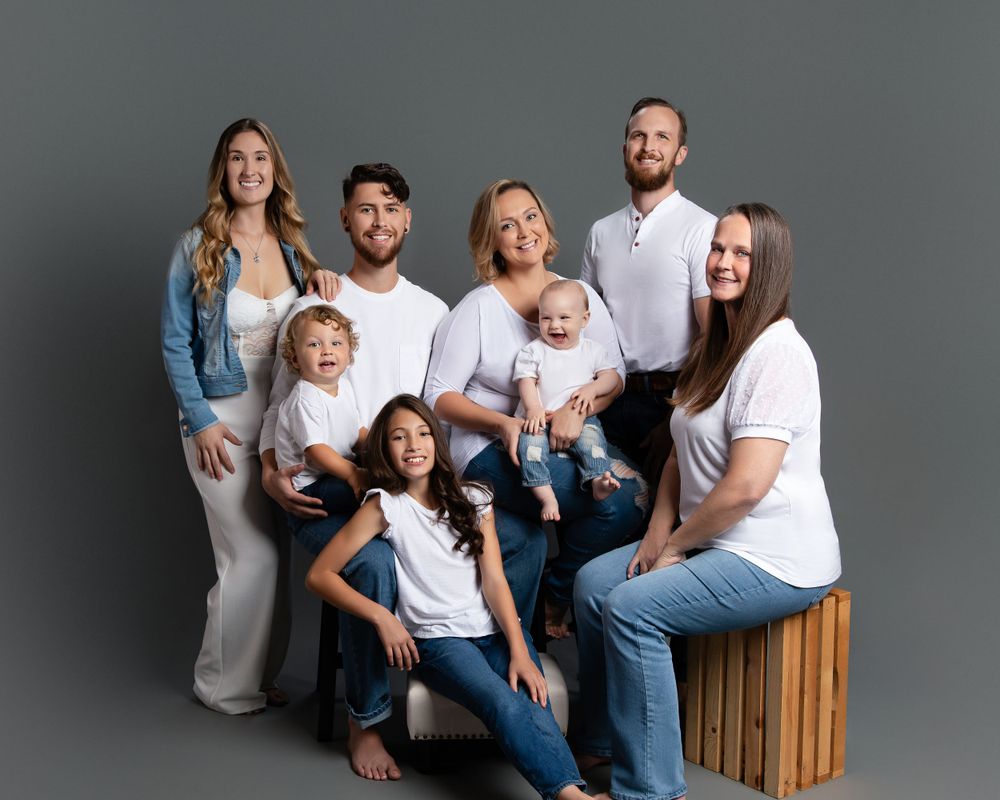 Extended family studio photos in Fayetteville