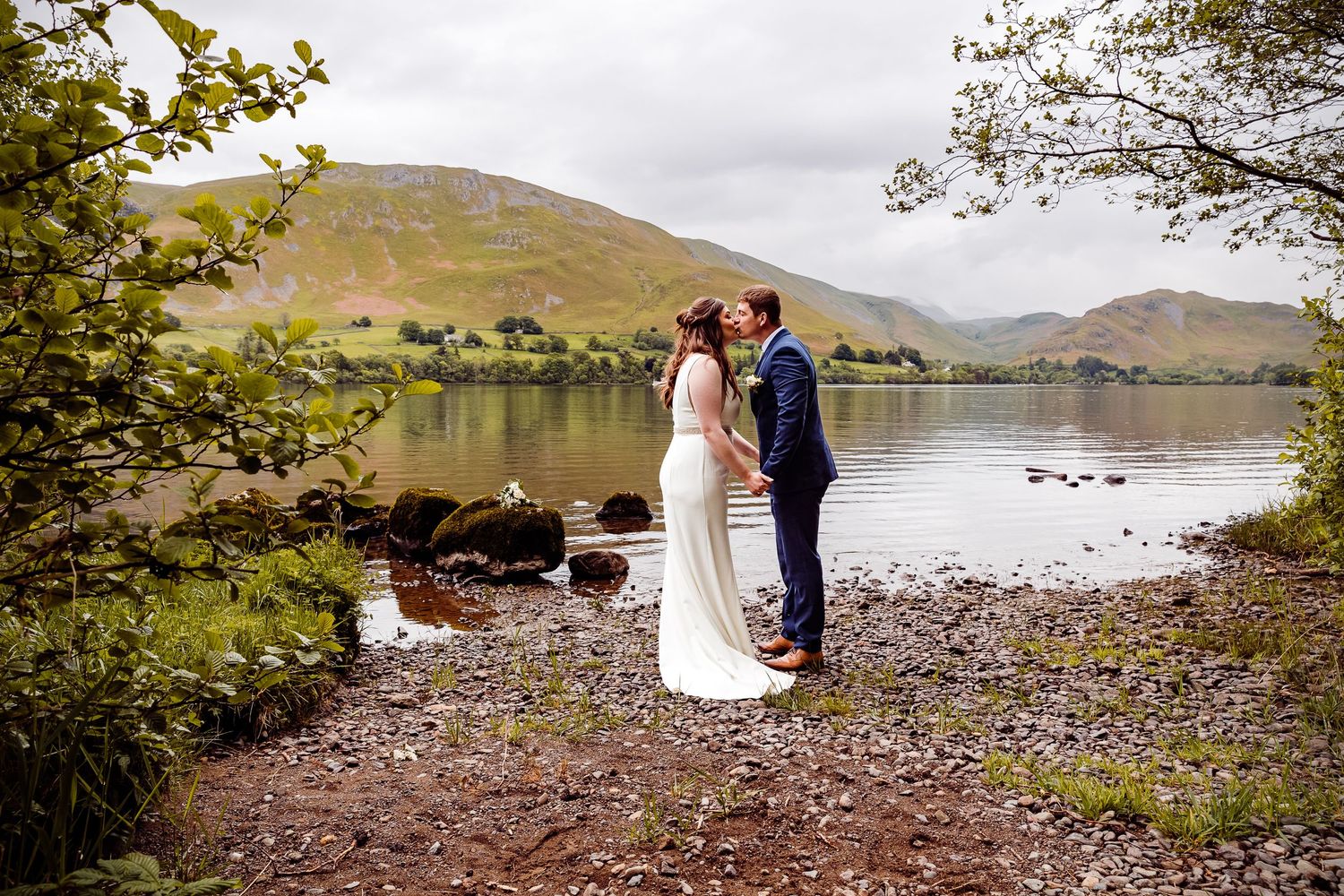 Lake District Elopement photograph of bride and groom, Ullswater