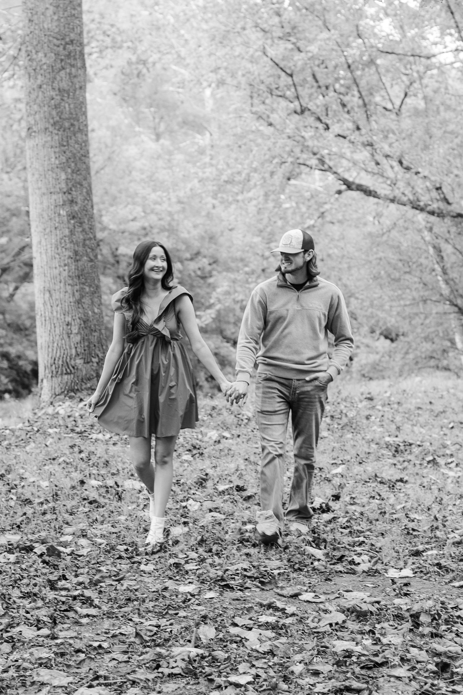 couple portraits engagement photos red dress black and white blurry west virginia photographer wv pittsburgh pa