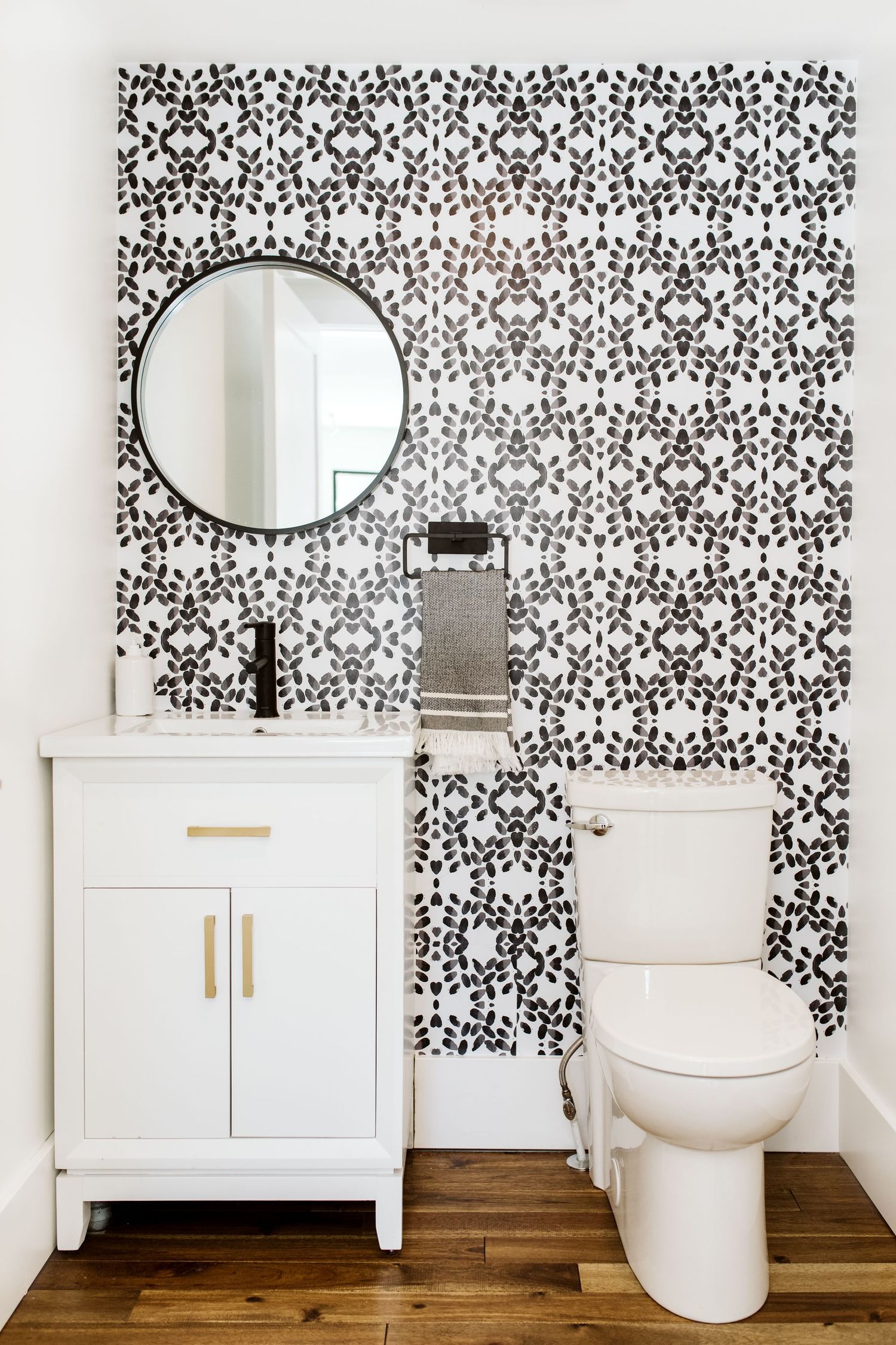 Baclk bathroom. Country modern design. Spa design