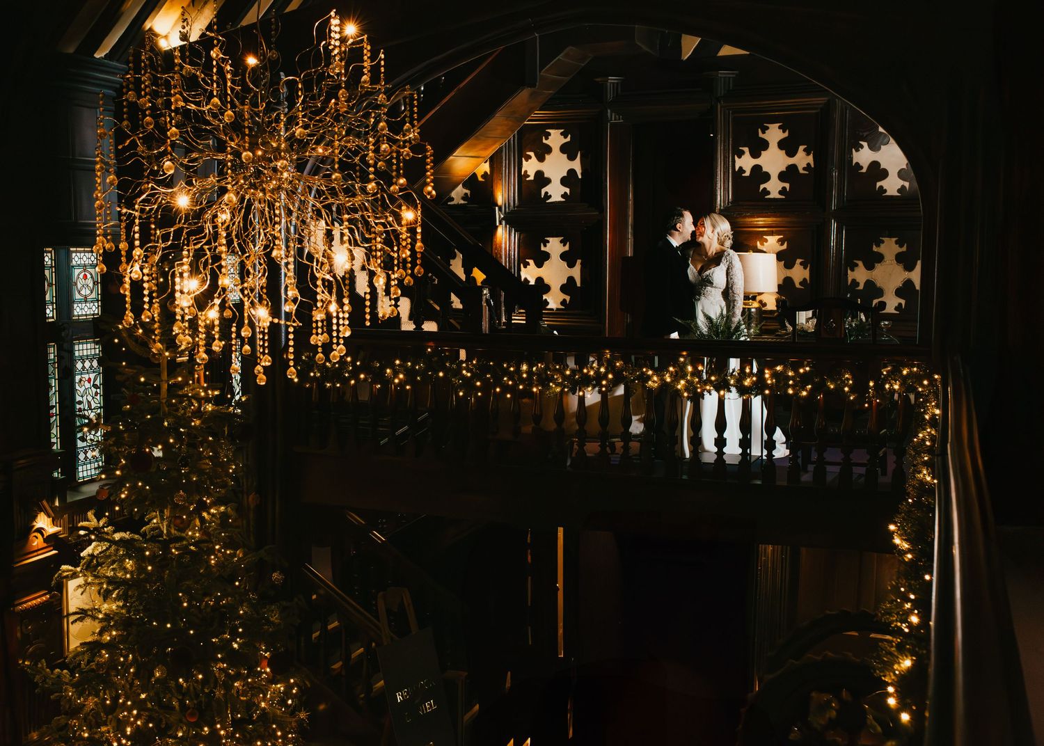 bride groom Mitton Hall winter wedding