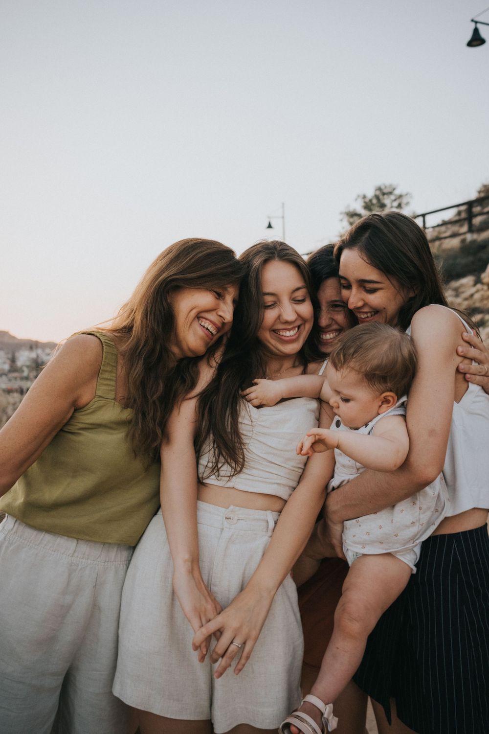international family at the sunset in Malaga with different generations