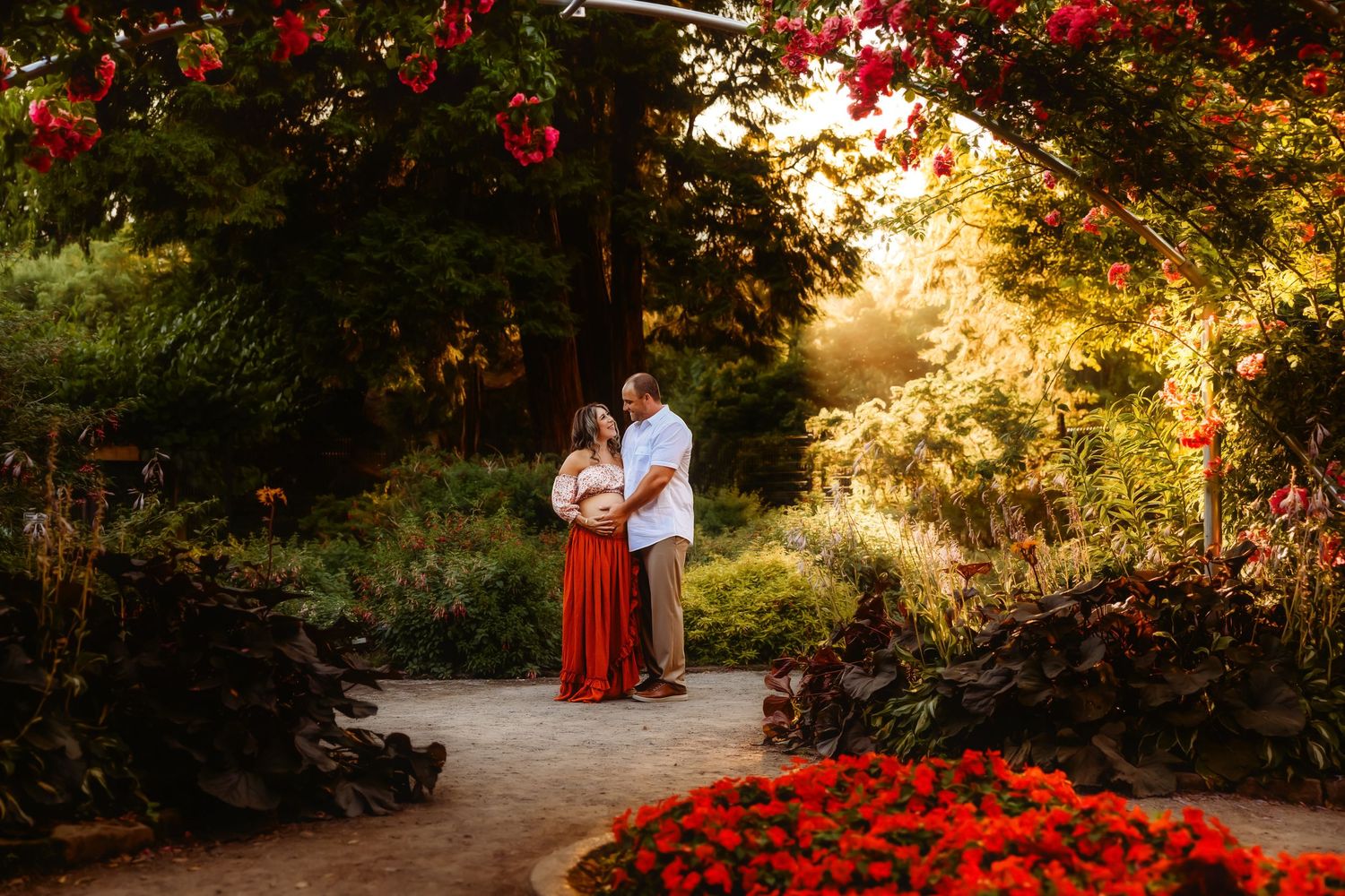 Maternity session in flowers at Point Defiance Park in Tacoma Washington