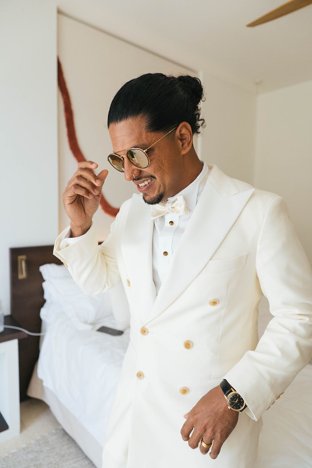 Groom getting ready.