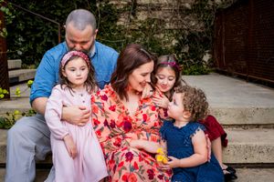 San Antonio family candidly loving on each other at the Historical Pearl Brewery.