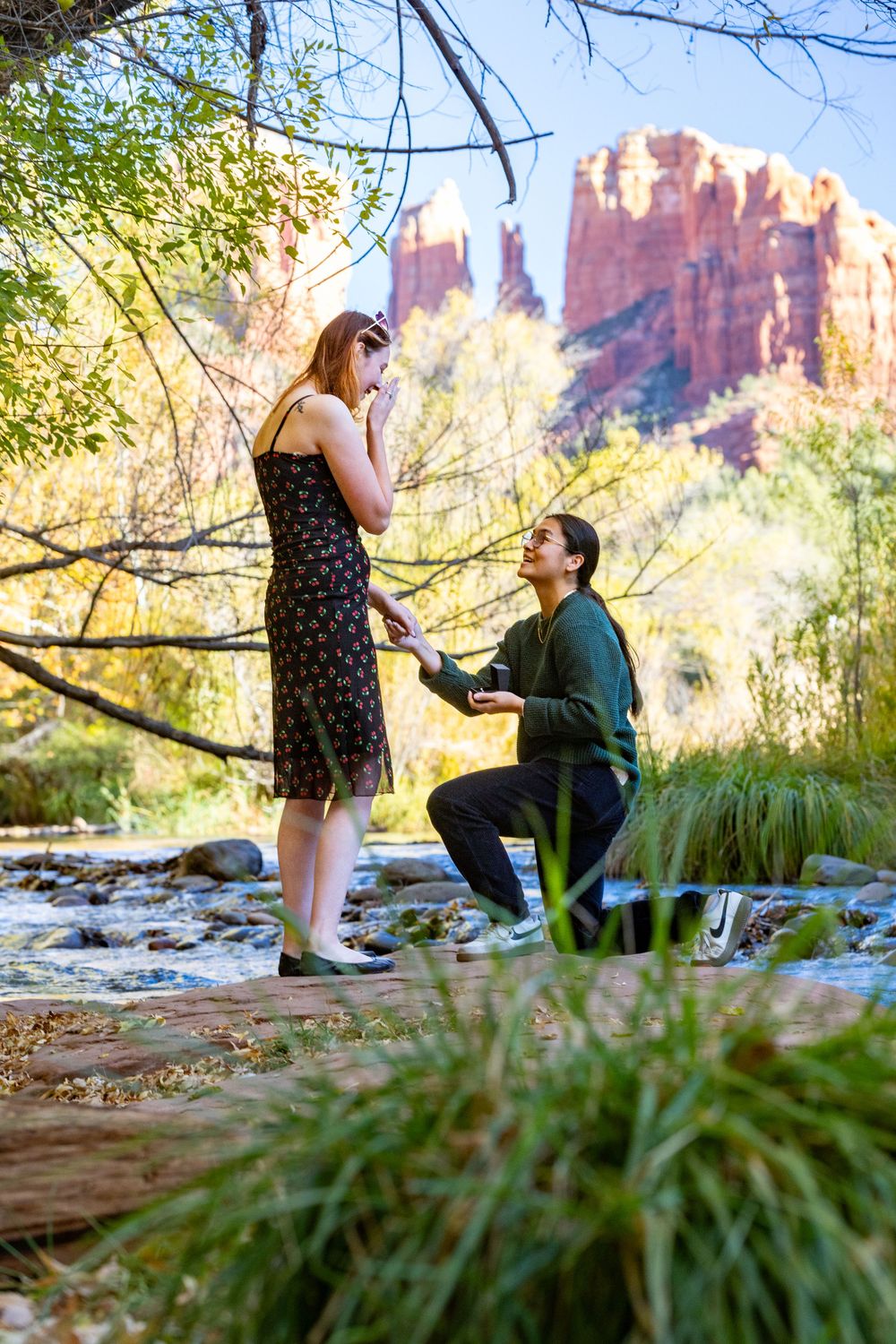sedona, proposal, couple, lgbtq+, arizona photographer, portrait, rhianna k photography