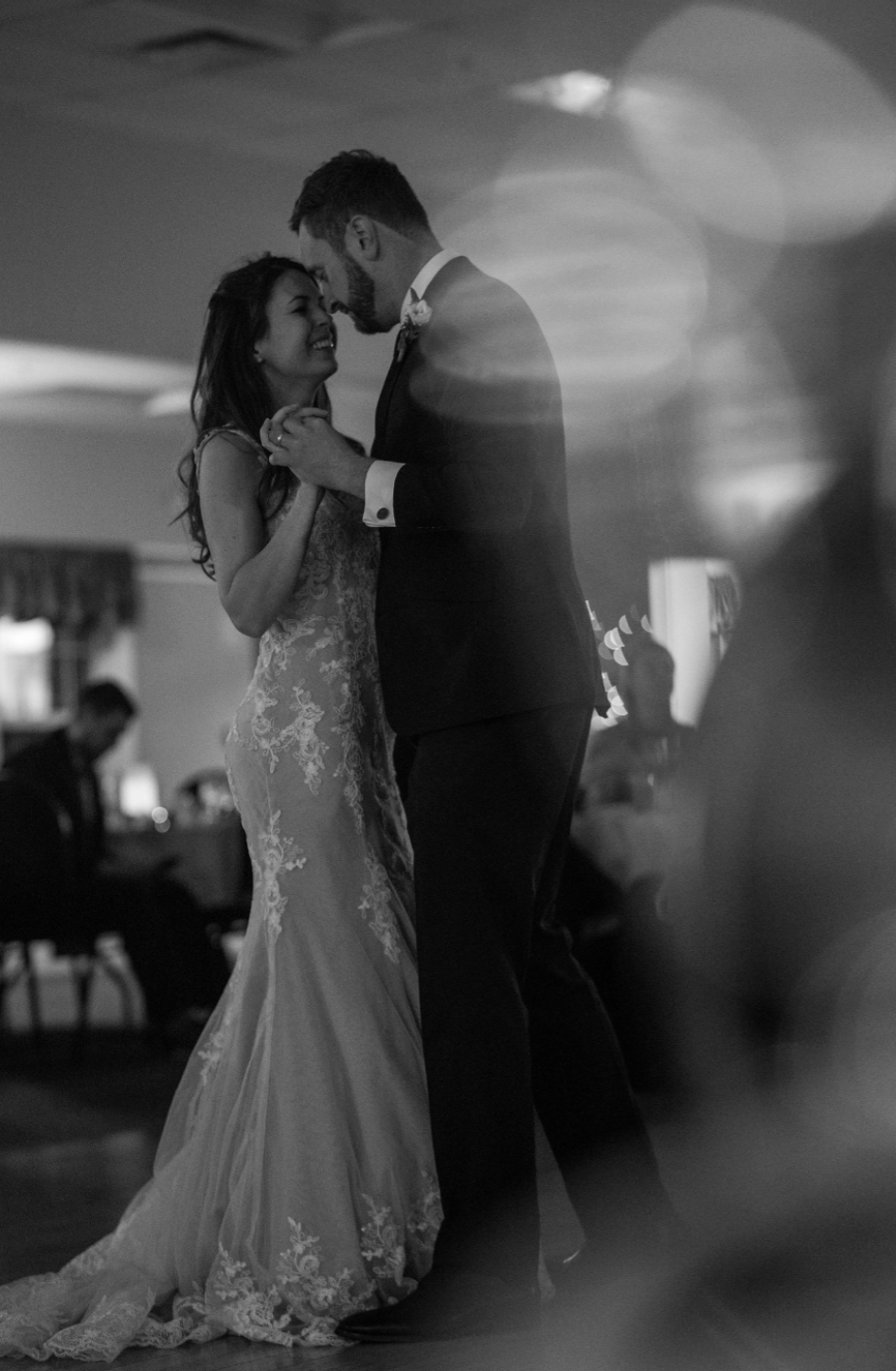 Cinematic dancing photo of bride and groom.