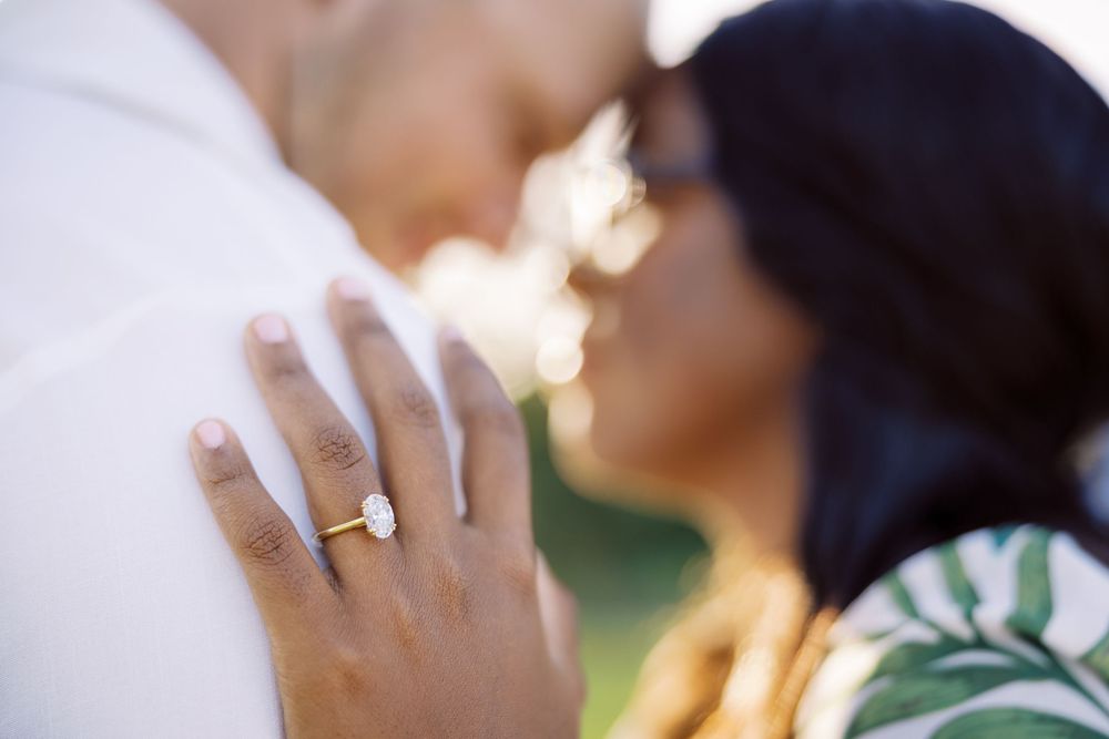 Ring on a finger of an engaged woman