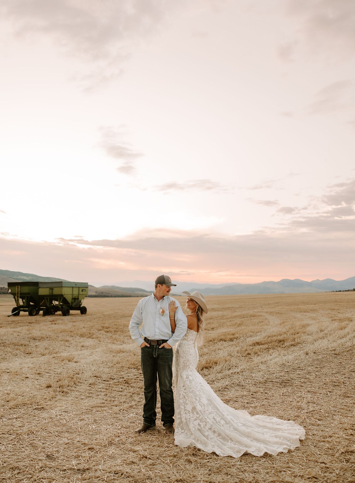 A wedding couple shares a romantic moment after being married in Gallatin, TN.