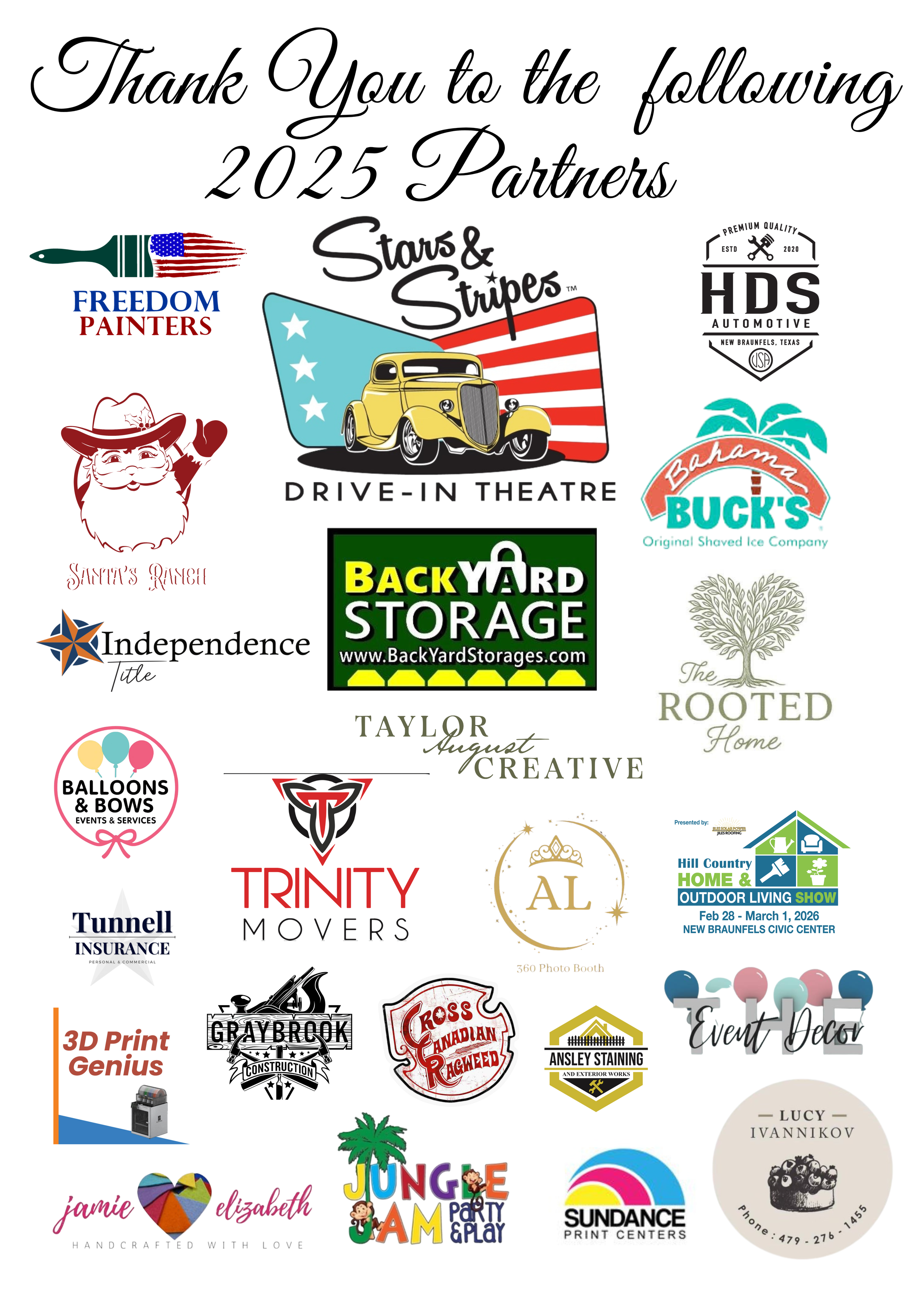 A collection of business logos arranged in rows featuring various company names and designs in different colors and styles.