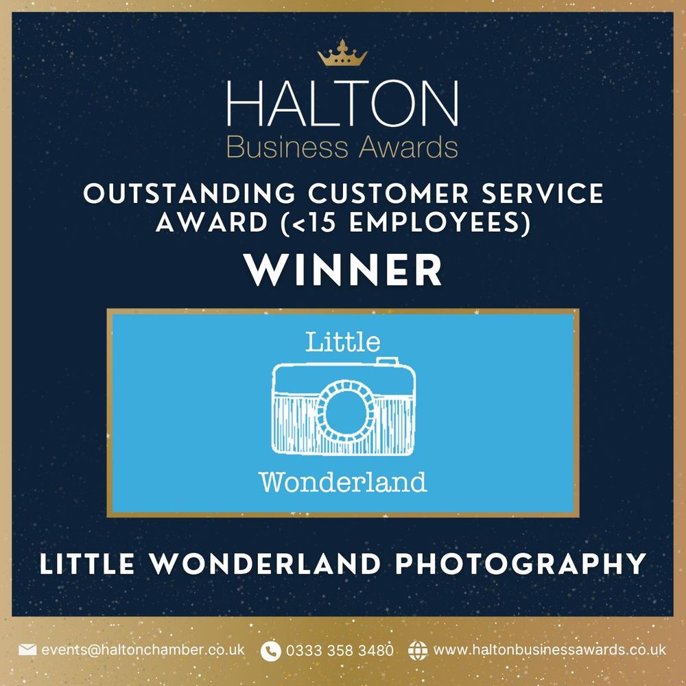 Little Wonderland Photography is the winner of the Halton Business Awards Outstanding Customer Service Awards 2026