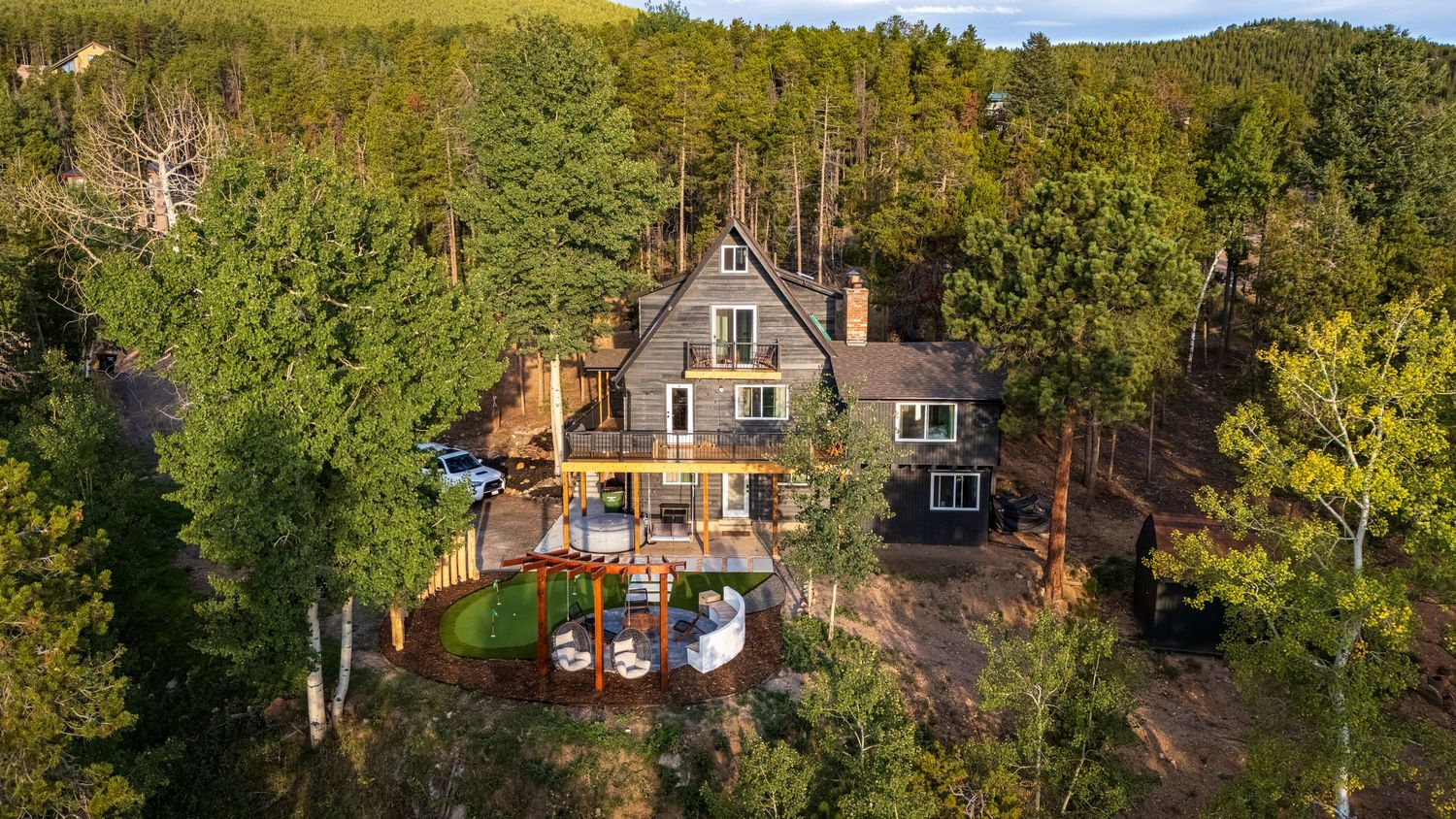 Aerial/drone photo of the Midnight Ridge AirBnB by Denver Hospitality, Travel & Tourism photographer Captain Colorado Photography
