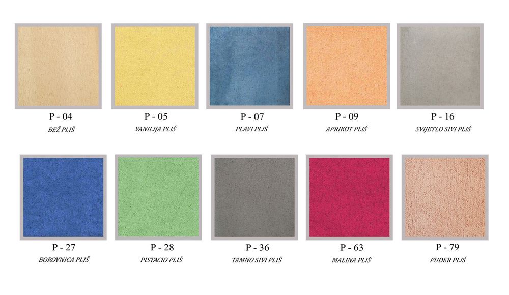 A collection of paint and color samples arranged in swatches showing different shades and tints on a white background.