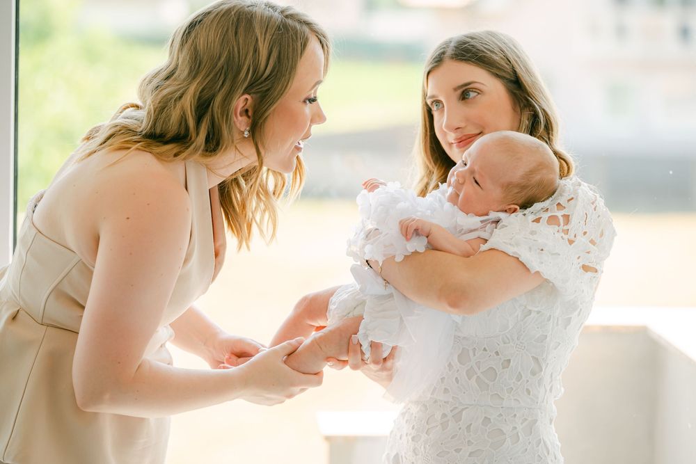 Several light and airy wedding photos showing a tender moment between a couple in white lace.