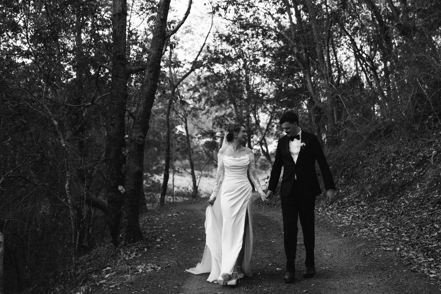 Bride and Groom kissing at golden hour