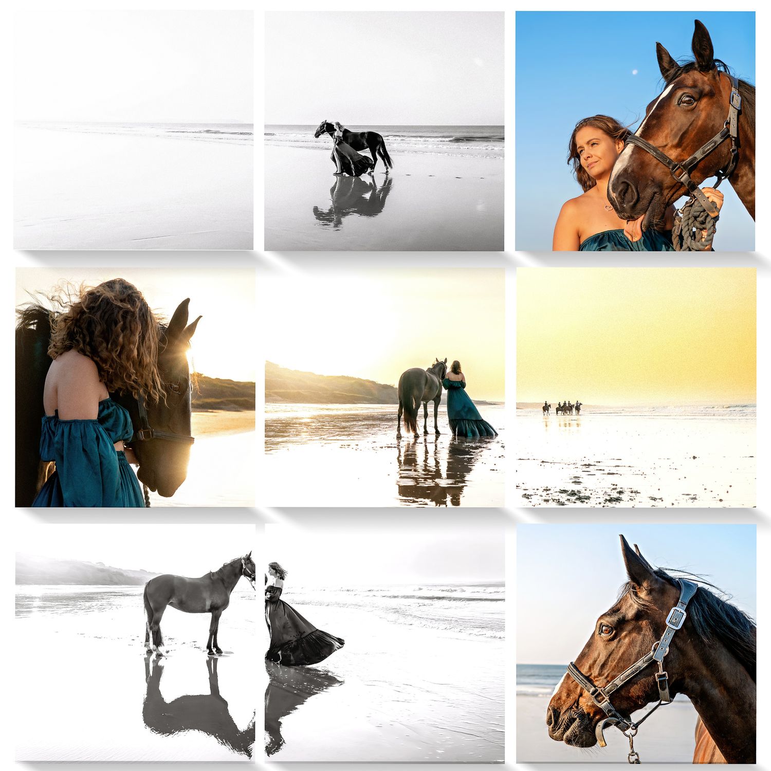 Horse and woman photo session at sunrise at Highcliffe Beach.