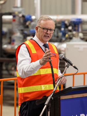 Prime Minister Anthony Albanese speaking at Renewable Energy Project at Mars Pet Care in Wodonga, Photo by Jason Robins