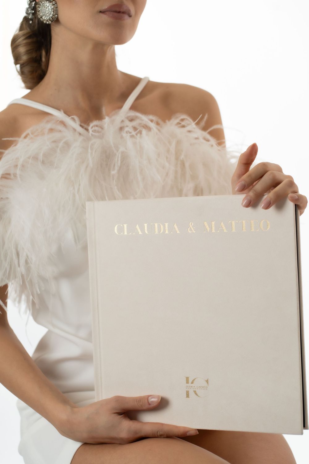 Luxury fine art wedding album with editorial pages and premium print design