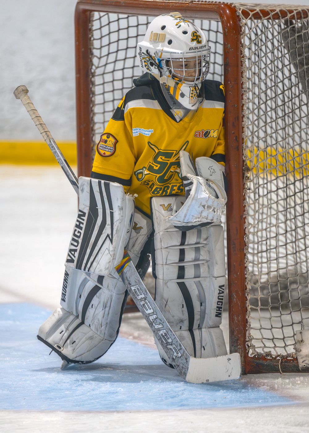 Stoney Creek Sabres Girls hockey players during game