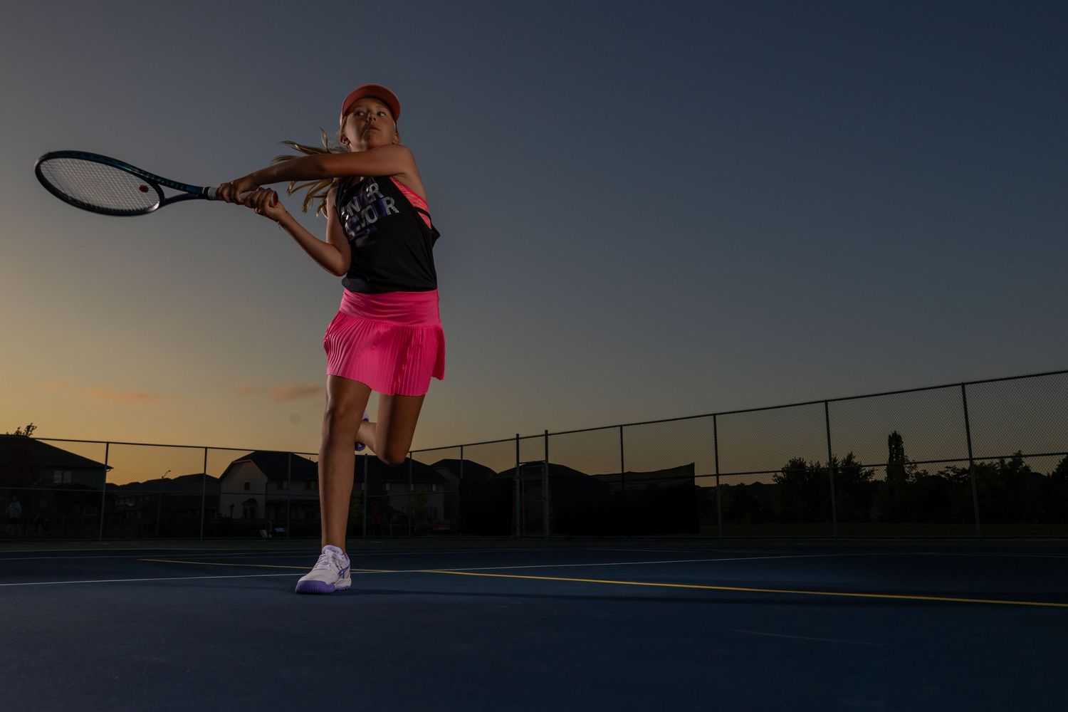 Girls tennis player posing for action outdoor photo shots in Grimsby Niagara