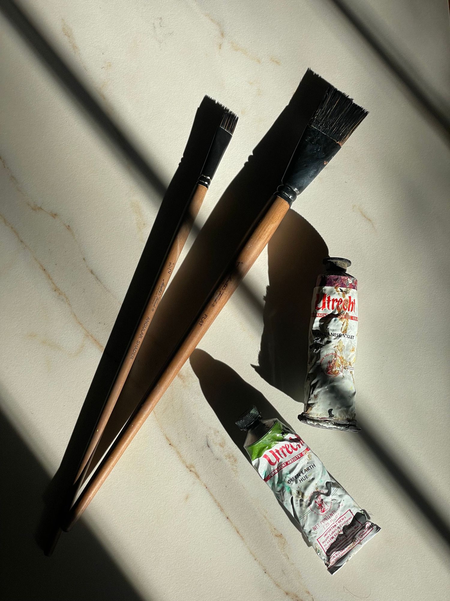 Art brushes and oil paint