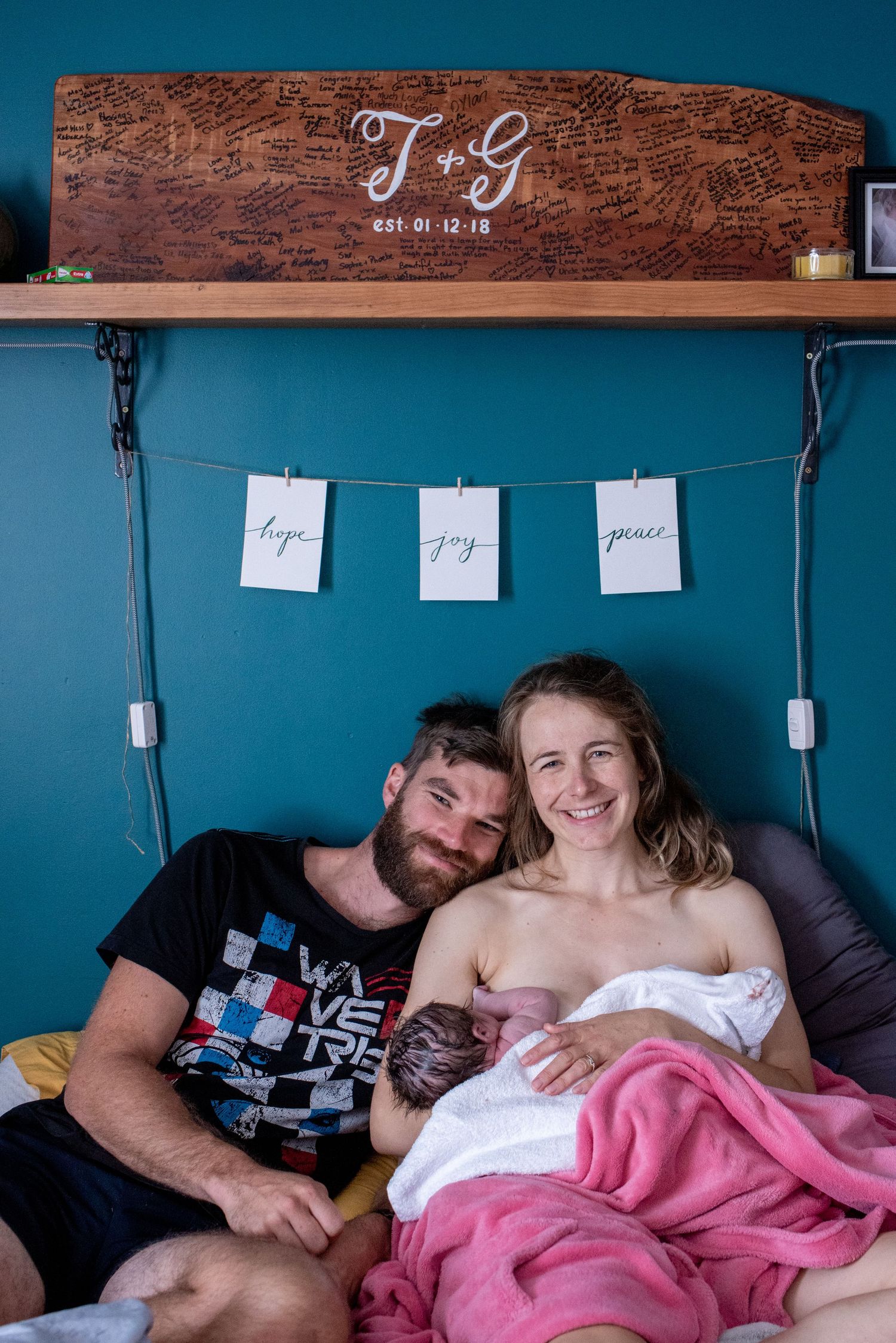 Georgia Graham after giving birth at home