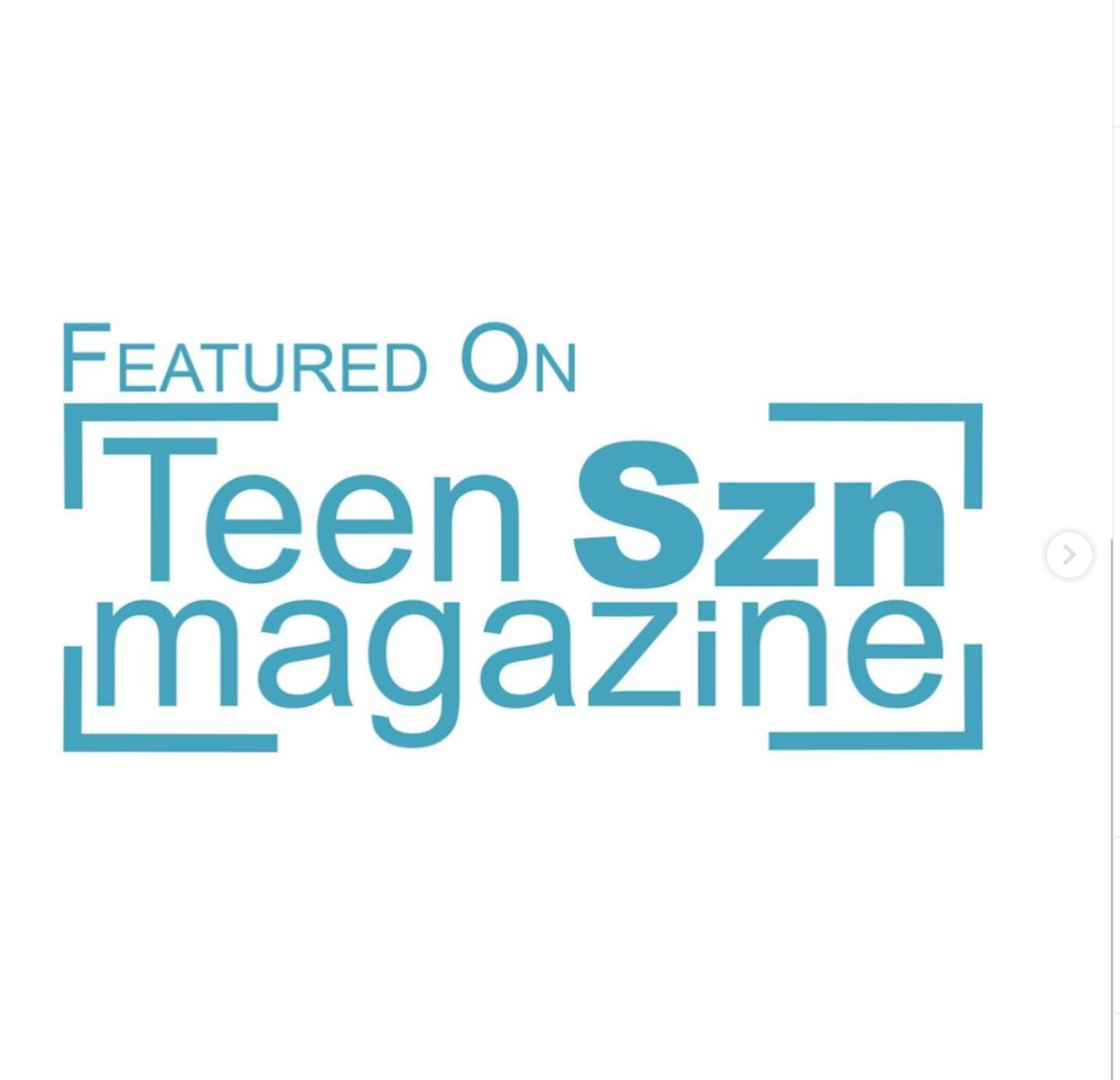 Blue text logo for Teen Szn Magazine with featured banner.