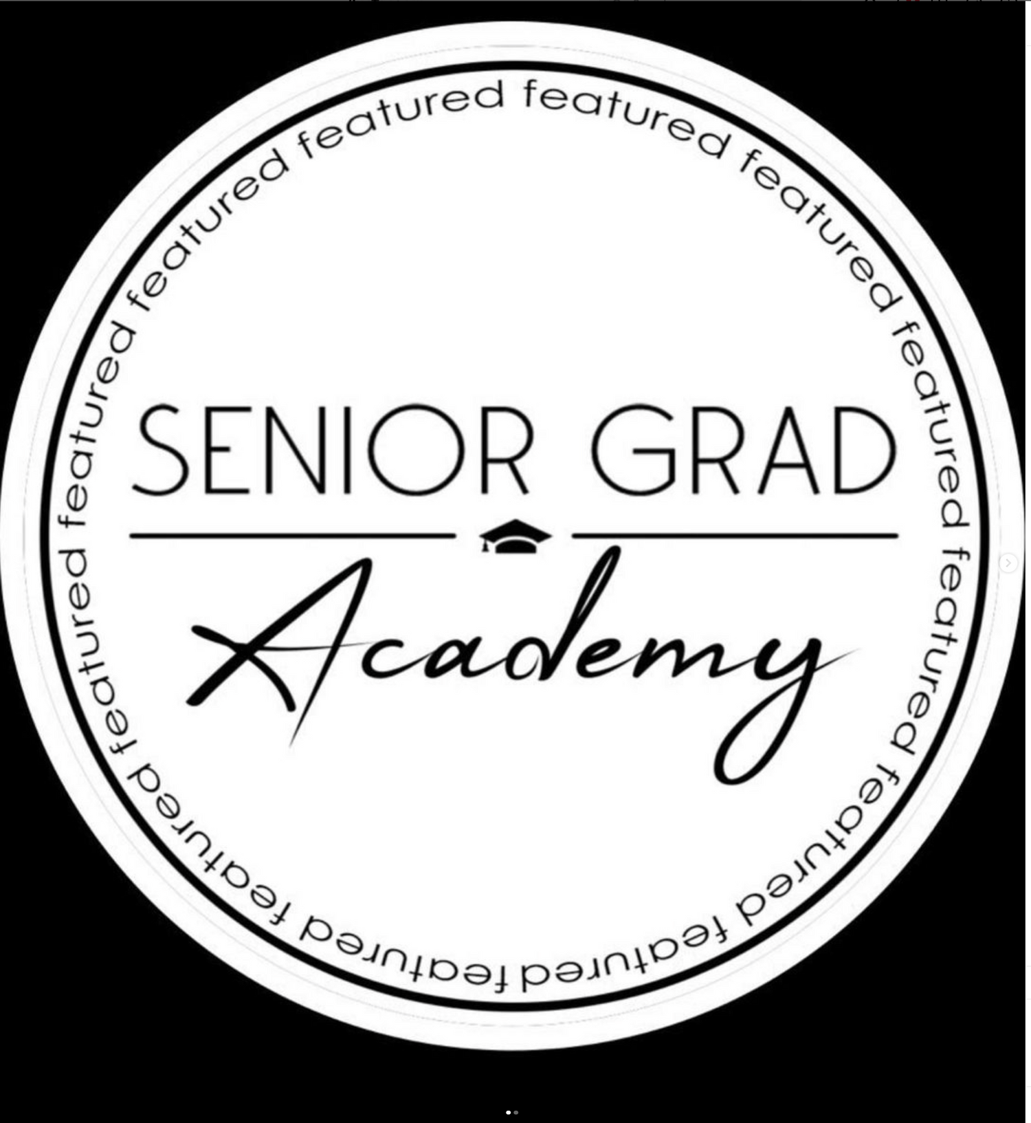 Collection of black and white oval badges for Senior Grad Academy.