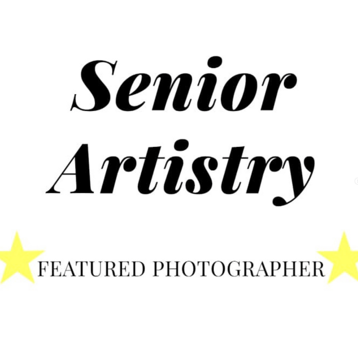Typography design for Senior Artistry with yellow star accents.
