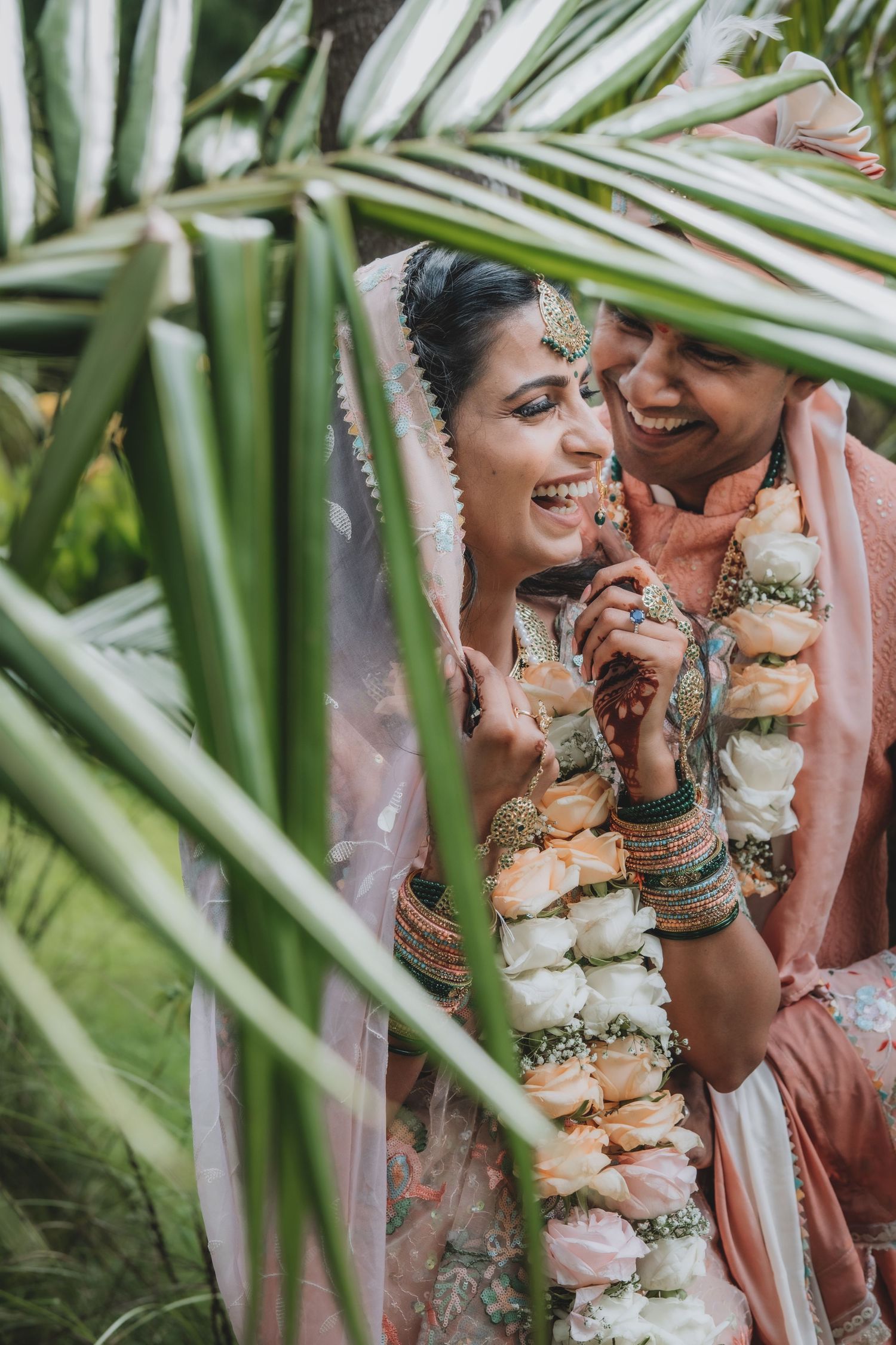 Indian and Sri Lankan wedding couple having fun at Settlers Manor, Kumeu. Auckland photographer.